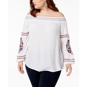 INC International Concepts Plus Size Off-The-Shoulder Top, Size 1X, Retail $99.5